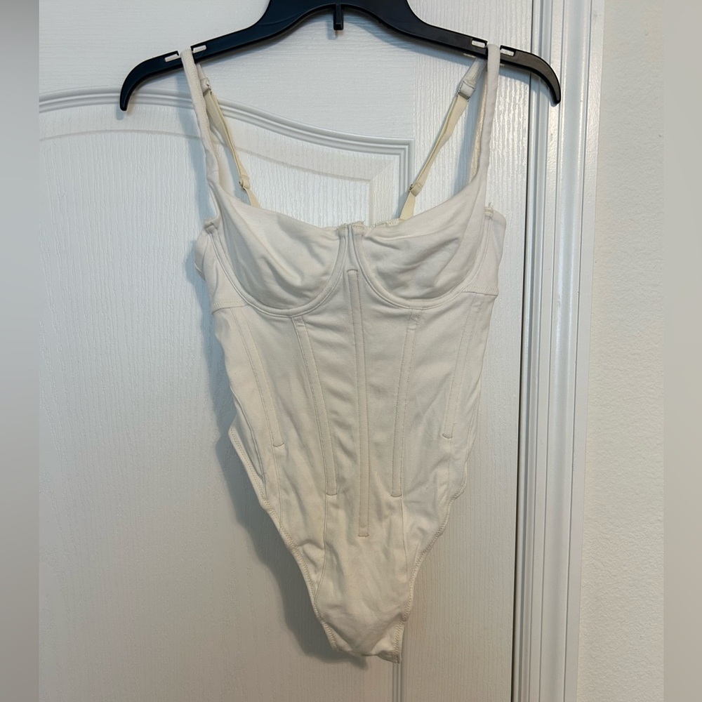 Skims cotton corset zipper back bodysuit Size Small